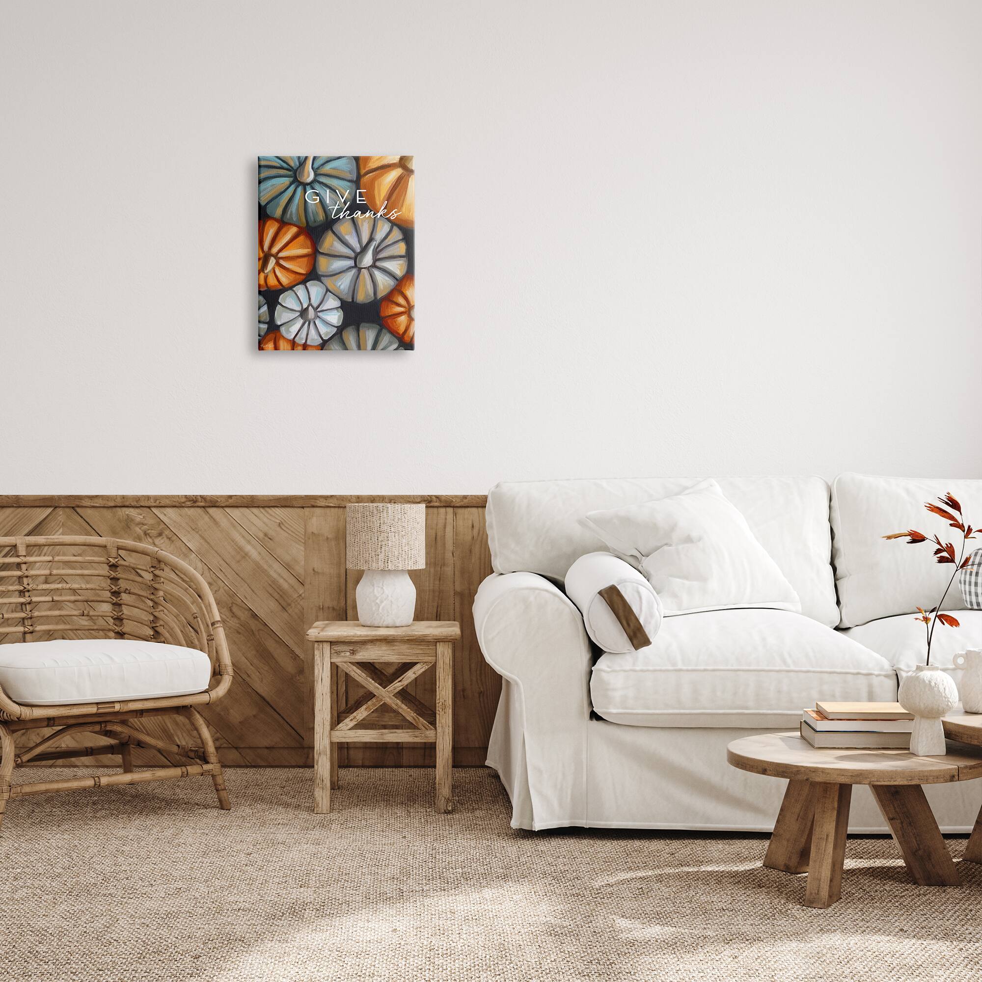 Stupell Industries Give Thanks Autumn Phrase Canvas Wall Art